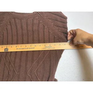 Zara Womens Brown Ribbed Asymmetrical Side Tie Short Sleeve Knit Top Small thumbnail 8