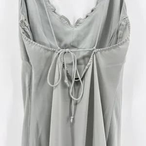 Abercrombie & Fitch Ruffle Slip Maxi Dress‎ Large Tall Sage Green Tie Back Slit thumbnail 6