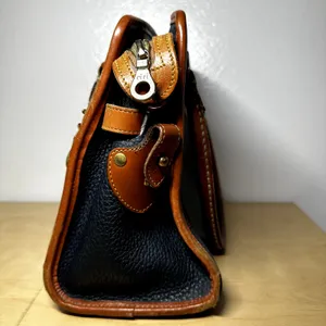 Vintage Dooney & Bourke Satchel All Weather Leather Pebble Brass Buckle Navy thumbnail 4