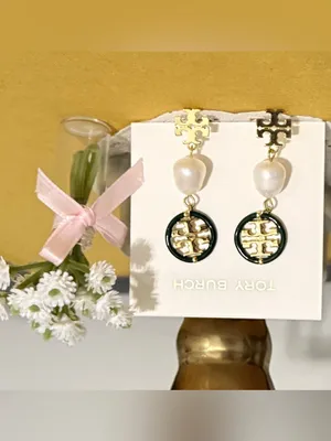 Tory Burch Roxanne Pearl & Logo Drop Earrings New thumbnail 2