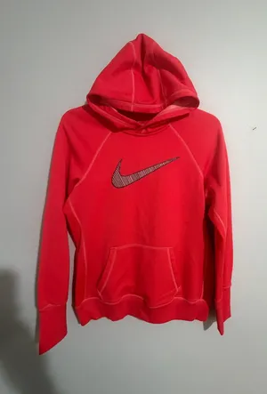 Nike Women's Bright Red Pullover Hoodie with Swoosh- Med thumbnail 1