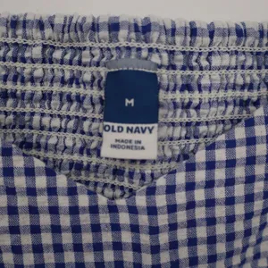 Old Navy Blue Gingham Puff Sleeve Smocked Mini Dress Womens Size M thumbnail 3