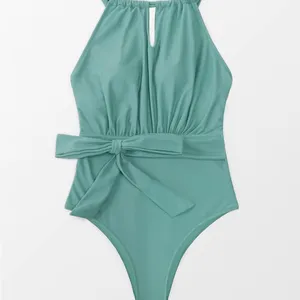 NWT CUPSHE Tie Front One Piece Swimsuit High Neck Design with Removable‎ Padding thumbnail 5