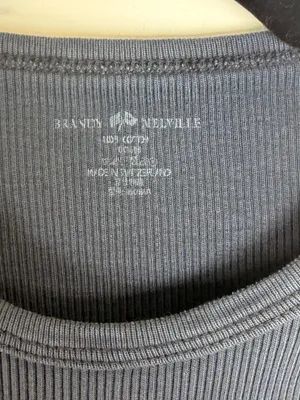Brandy Melville High Rise Blue Ribbed Short Sleeve Crew Neck Tee thumbnail 2
