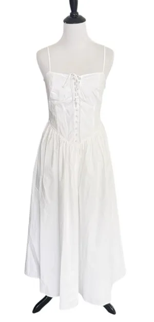 NWOT Mahina Corset Midi Dress White Size Small thumbnail 1