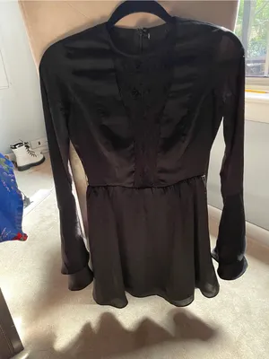 Black Women's Lace-Inlay Peplum Dress thumbnail 2