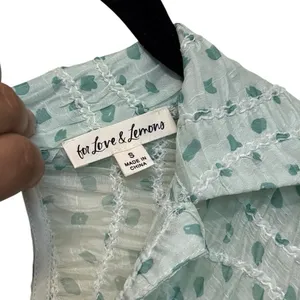 For Love & Lemons Green Polka Dot Drea Long Sleeve Mini Dress Size Small thumbnail 4