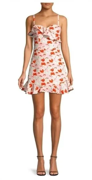 Black Halo Zalda Ruffled Floral Mini Dress thumbnail 1