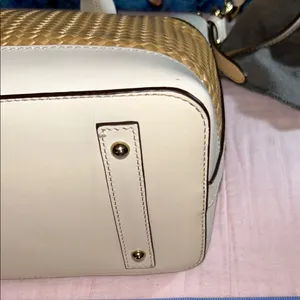 Dooney & Bourke Cream Leather and Tan Woven Structured 2 Way Satchel thumbnail 15