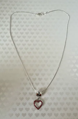 Pink Heart Sterling Silver Necklace thumbnail 1