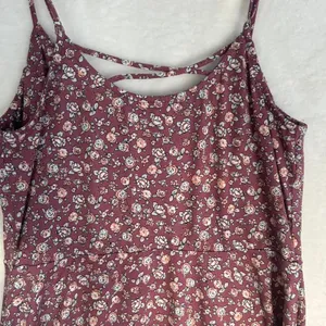 Nine Britton Floral Mini Dress Womens XL Burgundy Strappy V-Neck Sun Dress‎ thumbnail 4