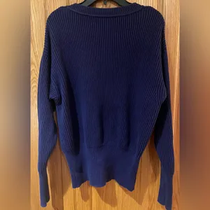 Free People‎ Navy Blue Allure Rib Knit Slouchy V-Neck Pullover Sweater Size XS thumbnail 13