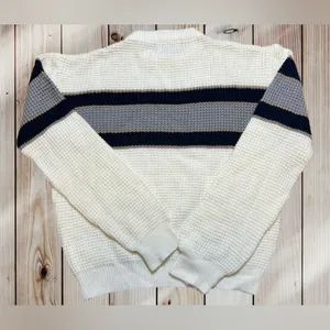 Vintage Striped White And Blue Women’s Sweater by‎ Repage Large thumbnail 2