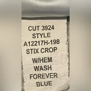 AMO Stix Crop Jeans Forever Blue Size 24 Slim Mid Rise Raw Hem Made USA thumbnail 7