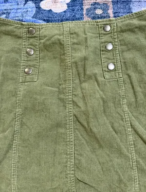 Hollister Women’s Small Olive Green Corduroy Mini Skirt Button Detail thumbnail 2