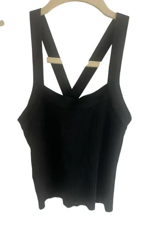 ✨Reformation Lyra Black Ribbed Cropped Sz Medium Top✨ thumbnail 1