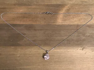 Pink CZ Pendant Necklace thumbnail 2