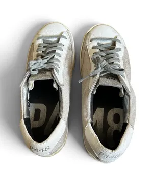 P448 Kids Silver and White Lace-Up Sneakers thumbnail 1