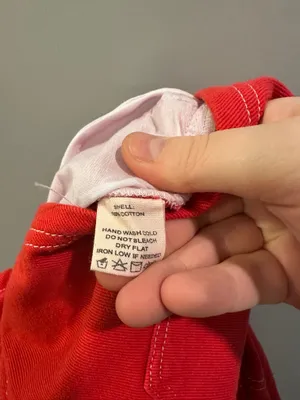 Peach Love Button-Down Red Denim Romper thumbnail 6
