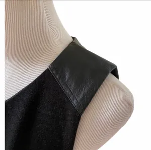 Forever 21 Little Black Dress Sheath Shift Faux Leather Knit S Exposed Back Zip thumbnail 11