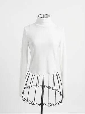 Reformation Cream Long-Sleeve Mock Neck Top thumbnail 2