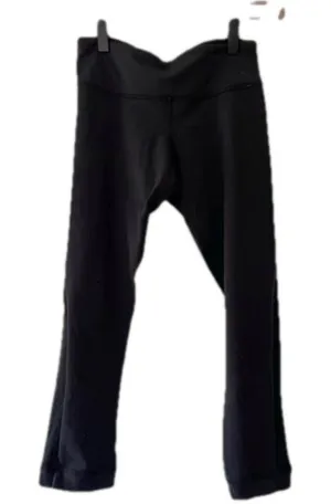 Lululemon‎ Black Cropped Leggings Size 4 Partially Mesh thumbnail 1