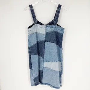GAP‎ Patchwork Denim Mini Dress Women's XS Blue Casual thumbnail 3