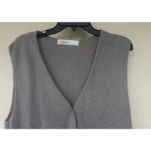 Free People Beach Button Down Knit Linen Blend Vest S Coastal Layer Boho Western Beach thumbnail 2