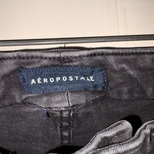 Aeropostale Washed Black Skinny Jeans with Knee Distress thumbnail 3