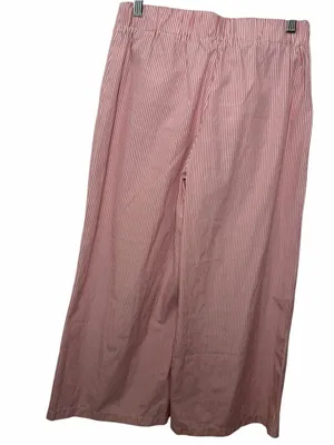 DO+BE Coastal Grandma Pink Striped Wide Leg Cropped Tie Front Pants L thumbnail 4