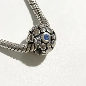 Vintage PANDORA Sterling Silver‎ Blue Cubic Zirconia Charm Dots ALE 925 thumbnail 2