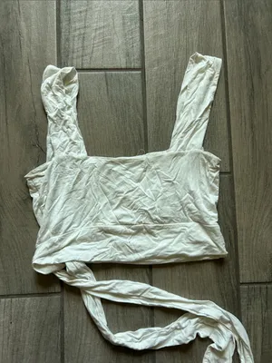 Women's White Side-Tie Crop Camisole thumbnail 4