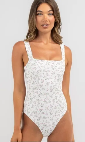 H&M Jersey Thong Bodysuit size Medium Print is lavender small flowers thumbnail 1