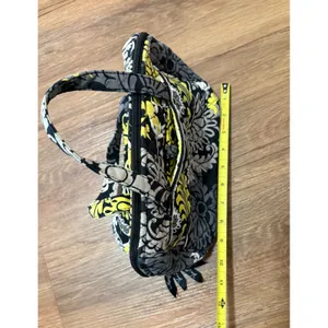 Vera Bradley Quilted Hanging Travel Organizer Cosmetic Bag Gray Yellow Floral thumbnail 4