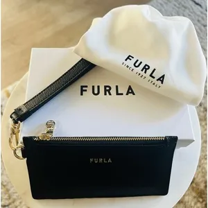 FURLA Classic Credit Card Case Leather Wallet Wristlet, Black, Wrist Strap, NWT‎ thumbnail 15