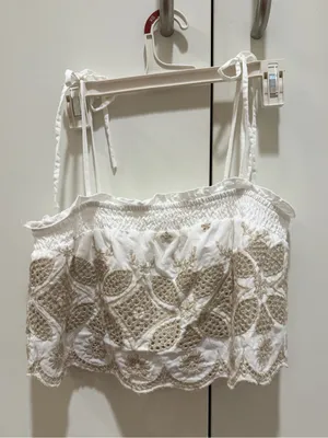 Illa Illa White and Tan Pattern Tiered Maxi Skirt and Top Set thumbnail 11