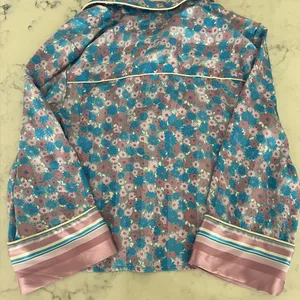 Free People Pillow Talk Satin Pajamas Top in Cool Lavender Size Small EUC thumbnail 7