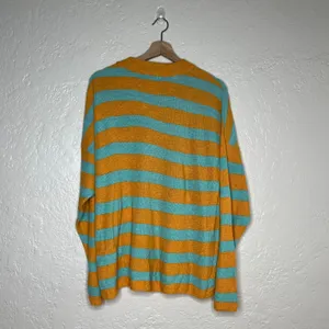 Free People Beach Malibu Surf Sweater Icelandic Poppy Orange Teal Striped Small thumbnail 3