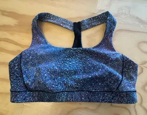 Lululemon Energy Bra Blue Purple Multi Color Pixel Print Racerback Size 8 thumbnail 1
