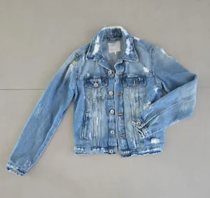 Zara Light Blue Distressed Woman's Jean Jacket Size XS thumbnail 1