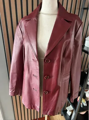 East 5th red leather jacket size xl petite stylish moto style real leather thumbnail 1