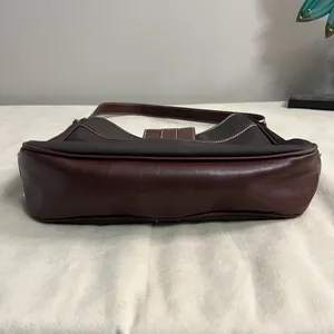 🤎 Etienne Aigner Brown Leather & Canvas Shoulder Bag | Classic Buckle Hobo thumbnail 3
