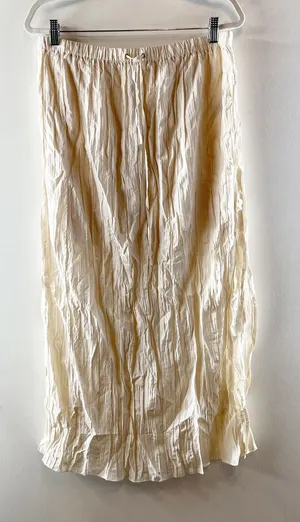 J. Crew Featherweight Crinkle Drawstring Maxi Skirt Cream Ivory Large thumbnail 1