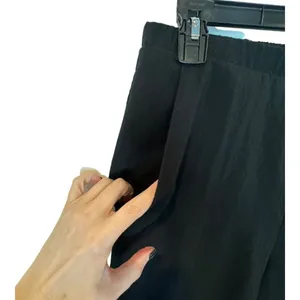 Maje Pants Women‎ Small Black Lightweight Elastic Waist Wide Leg Cropped Trouser thumbnail 5