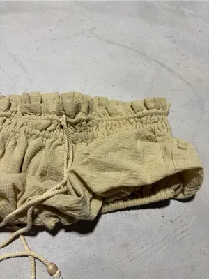 Free people Smocked Drawstring Bandeau Top strapless Pale Yellow XS thumbnail 5