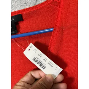 J.Crew Lightweight‎ Merino Wool V-Neck Sweater Orange Minimalist Classic SM New thumbnail 4