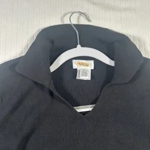 Talbots Women Large Black Sweater Ribbed Collared V-Neck Knit Pullover Top thumbnail 4