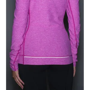 Think Fast Long Sleeve Heathered Ultra Violet Pink Purple Ruched Top 8 thumbnail 4