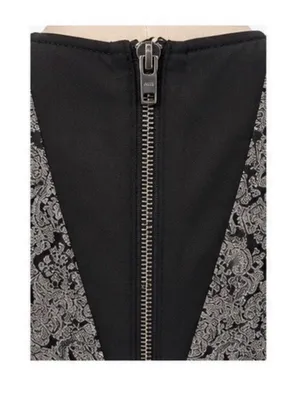 Alice + Olivia Gray Black Brocade Lace V-Neck Sheath Dress Medium thumbnail 4