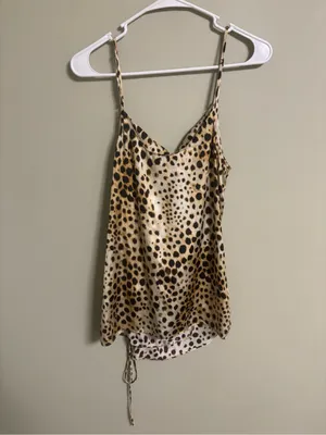 Zara Satin Effect Animal Print Side Tie Sleeveless Top Size XS New Blogger Trend thumbnail 3